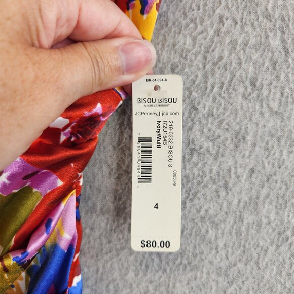 Bisou Bisou Dress Womens 4 Floral Layered Pleats Resortwear Party Wedding Guest - Picture 9 of 15